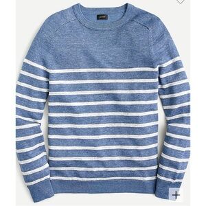 J Crew Mens Plaited linen-cotton sweater in stripe Blue Nautical Sz M